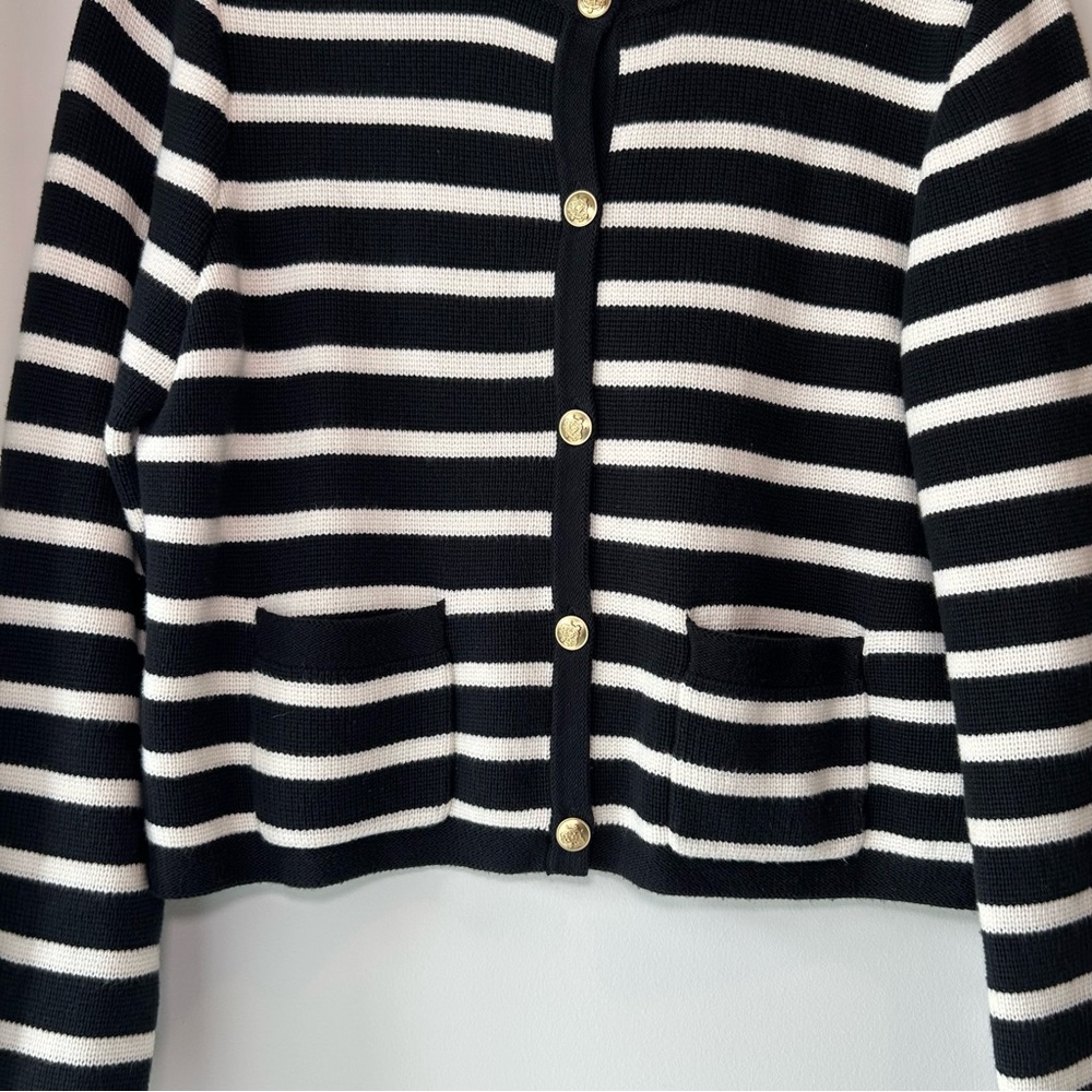 J. Crew Emilie Sweater Lady Jacket Black and White Stripe Size Large - Picture 4 of 9